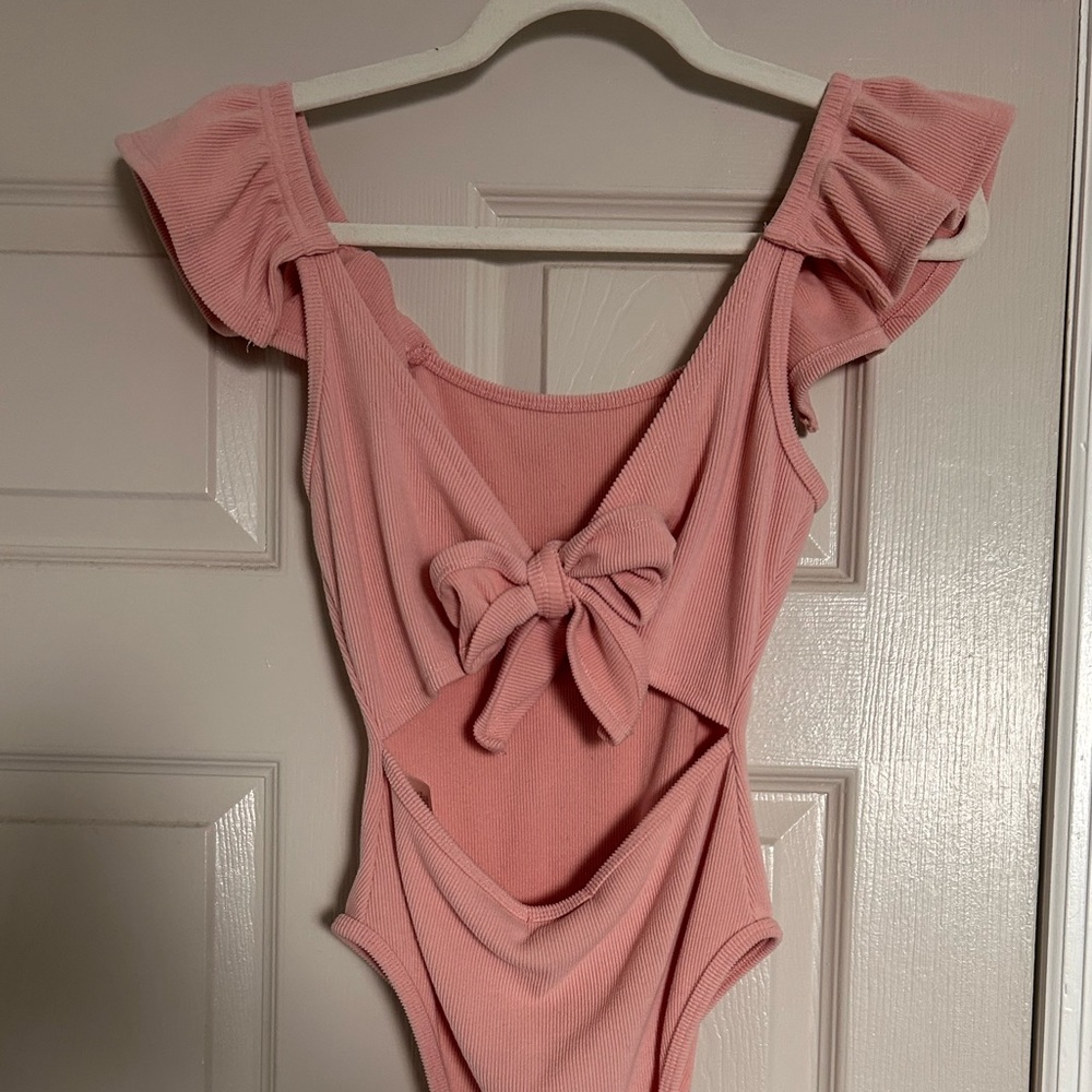 Mi Ami brand pink onesie top with bow